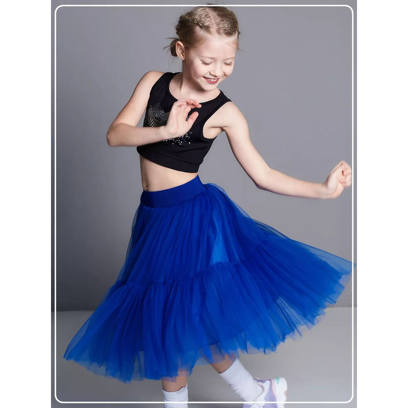 Нарядная юбка для девочки из фатина Мальвина синяя