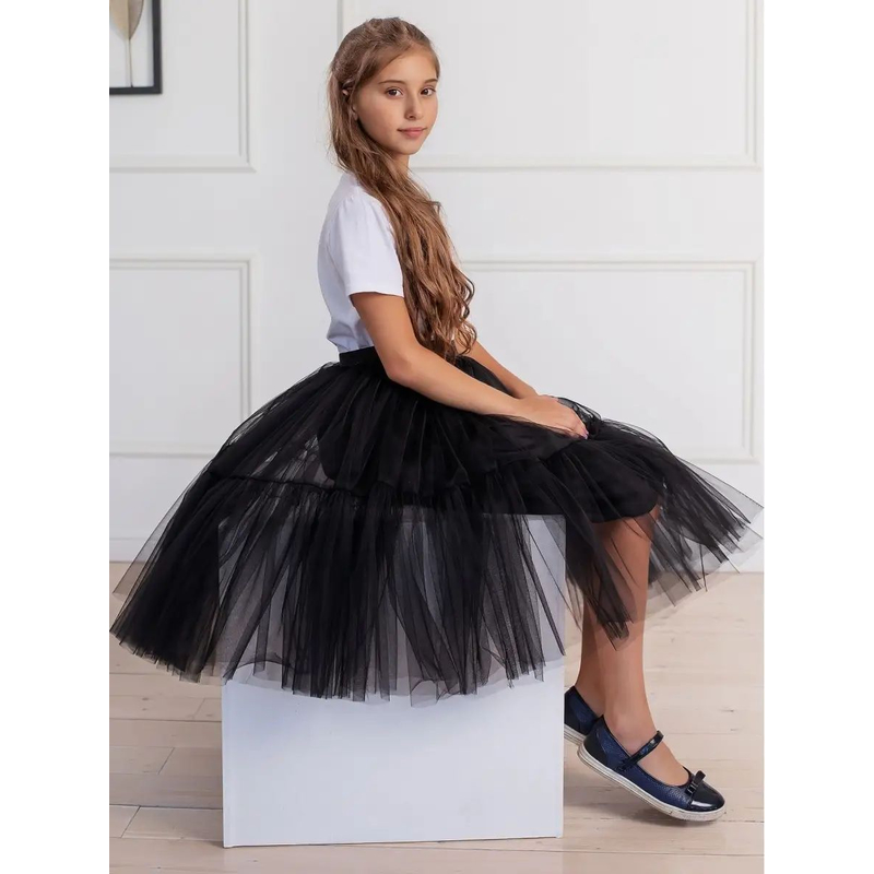 Нарядная юбка для девочки из фатина Мальвина чёрная