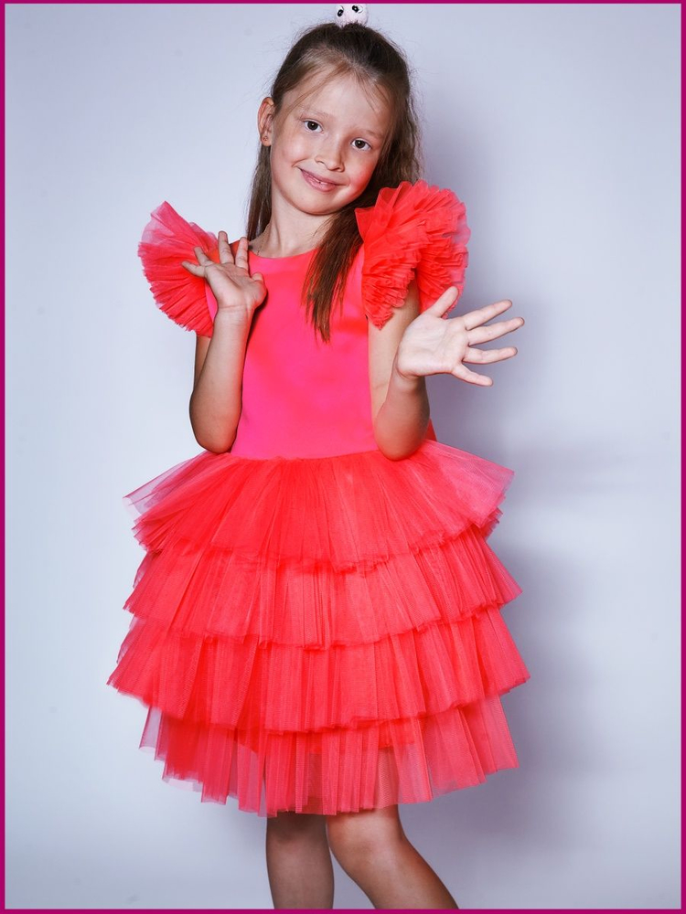 Нарядное платье для девочки Элиза неон