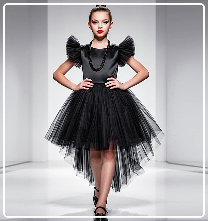 Платье для девочки нарядное со шлейфом София черное