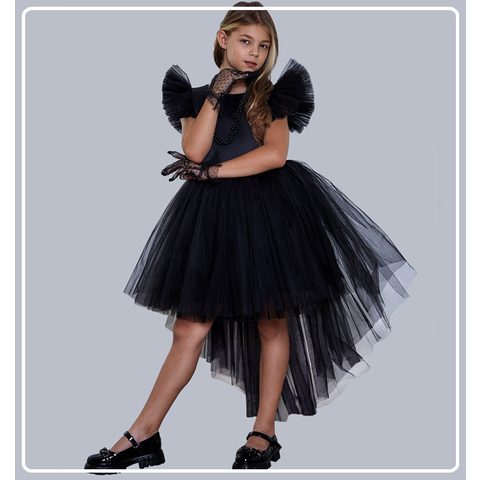 Платье для девочки нарядное со шлейфом София черное