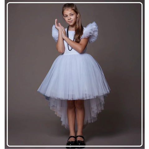 Платье для девочки нарядное со шлейфом София белое