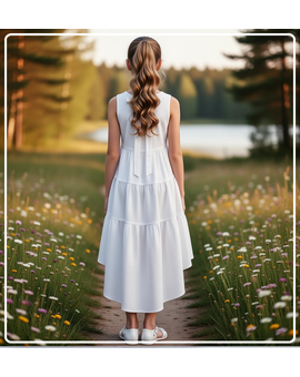 Платье для девочки летнее из муслина Эстель белое, изображение 1