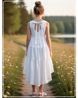 Платье для девочки летнее из муслина Эстель белое, изображение 3