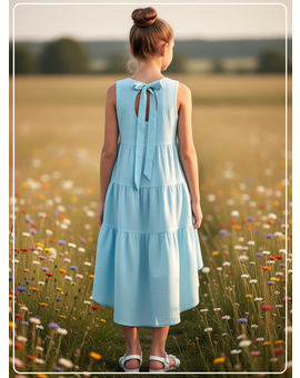 Платье для девочки летнее из муслина Эстель голубое, изображение 2