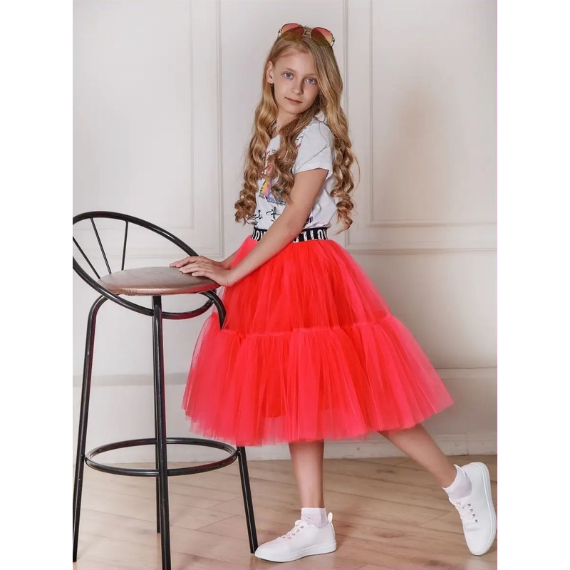 Юбка Мальвина розовый неон