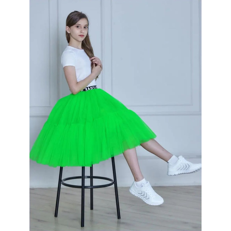 Нарядная юбка для девочки из фатина Мальвина салатовая