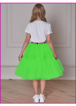 Нарядная юбка для девочки из фатина Мальвина салатовая, изображение 3