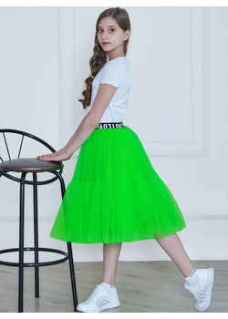 Нарядная юбка для девочки из фатина Мальвина салатовая, изображение 4