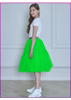 Нарядная юбка для девочки из фатина Мальвина салатовая, изображение 5