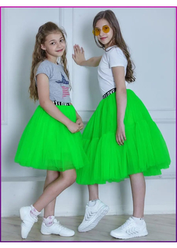 Нарядная юбка для девочки из фатина Мальвина салатовая, изображение 6