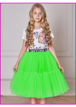 Нарядная юбка для девочки из фатина Мальвина салатовая, изображение 8