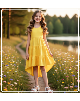 Платье для девочки летнее из муслина Эстель желтое, изображение 1