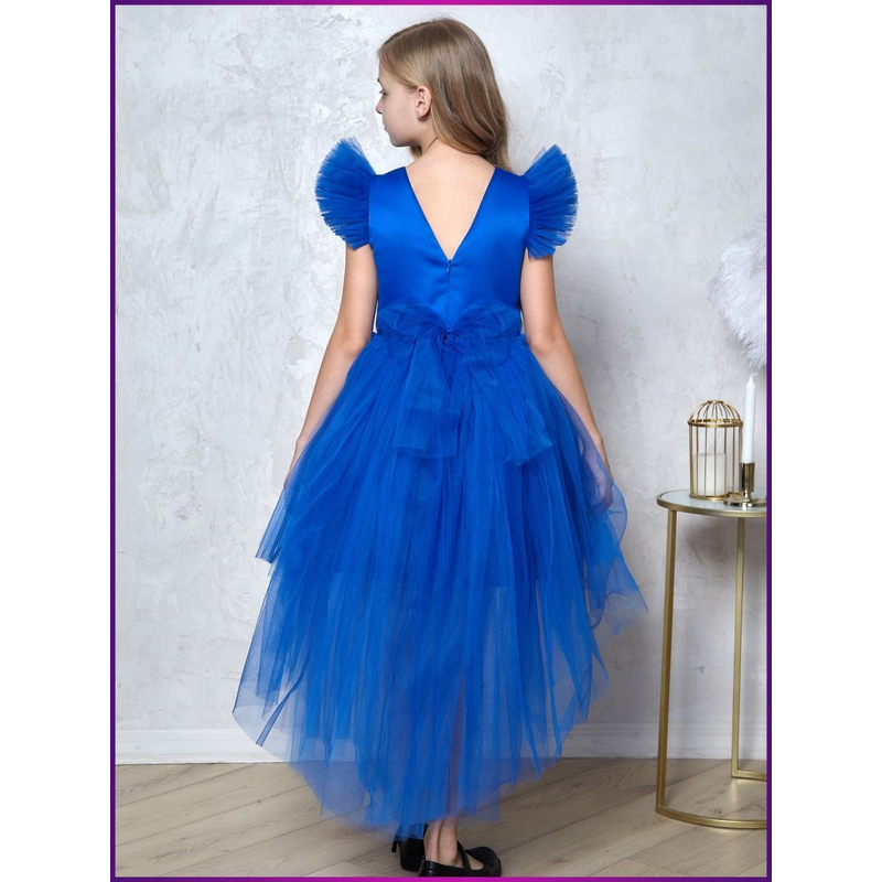 Платье для девочки нарядное со шлейфом София синее