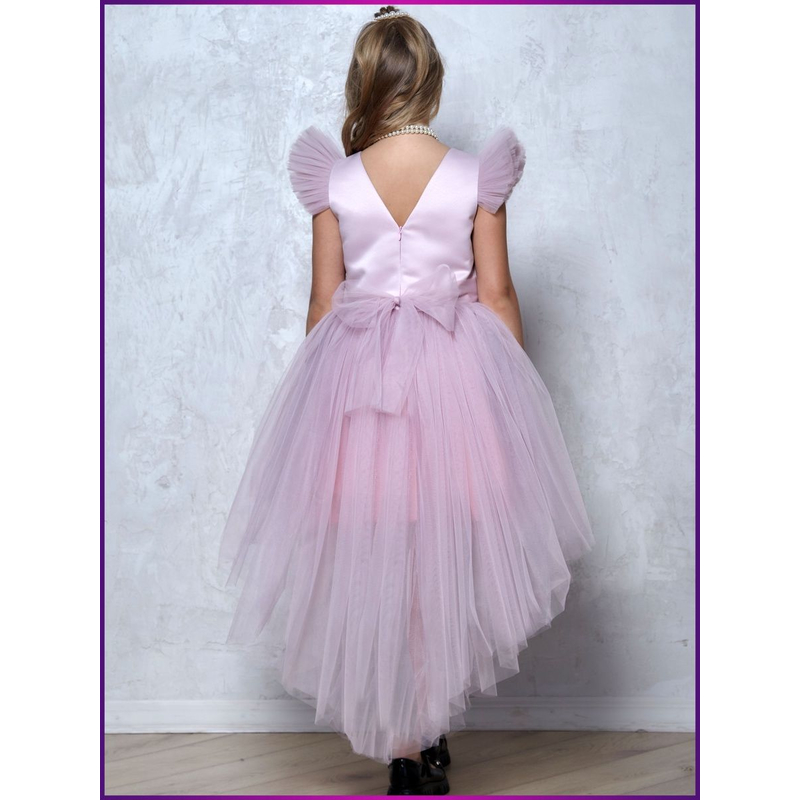 Платье для девочки нарядное со шлейфом София пудра