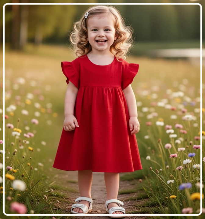 Платье для девочки летнее из муслина Милана красный