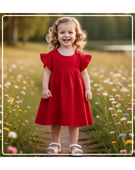 Платье для девочки летнее из муслина Милана красный, изображение 1