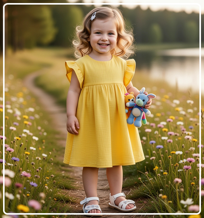 Платье для девочки летнее из муслина Милана желтый