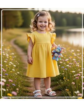 Платье для девочки летнее из муслина Милана желтый, изображение 1