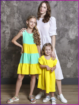 Платье для девочки летнее из муслина Милана желтый, изображение 6