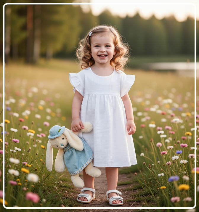 Платье для девочки летнее из муслина Милана белый