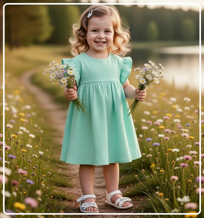 Платье для девочки летнее из муслина Милана мятный