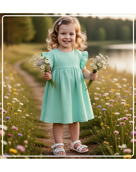 Платье для девочки летнее из муслина Милана мятный, изображение 1