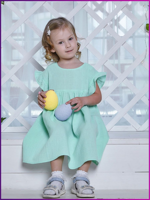 Платье для девочки летнее из муслина Милана мятный, изображение 8