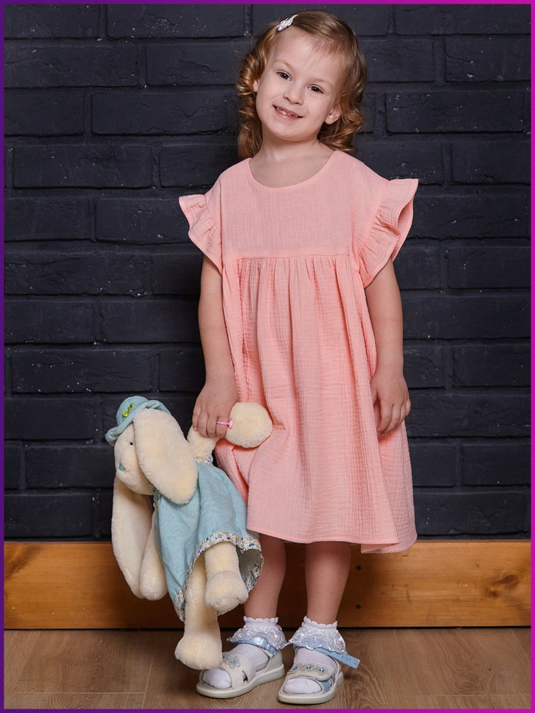 Платье для девочки летнее из муслина Милана пудра