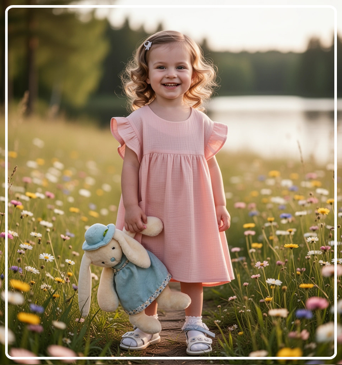 Платье для девочки летнее из муслина Милана пудра