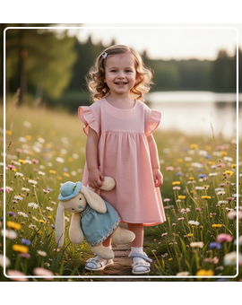 Платье для девочки летнее из муслина Милана пудра, изображение 1