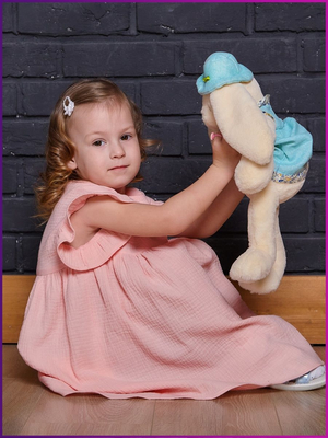 Платье для девочки летнее из муслина Милана пудра, изображение 7