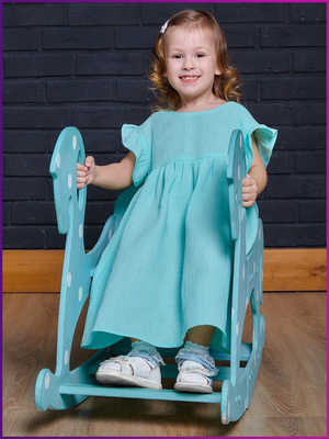 Платье для девочки летнее из муслина Милана голубой, изображение 7